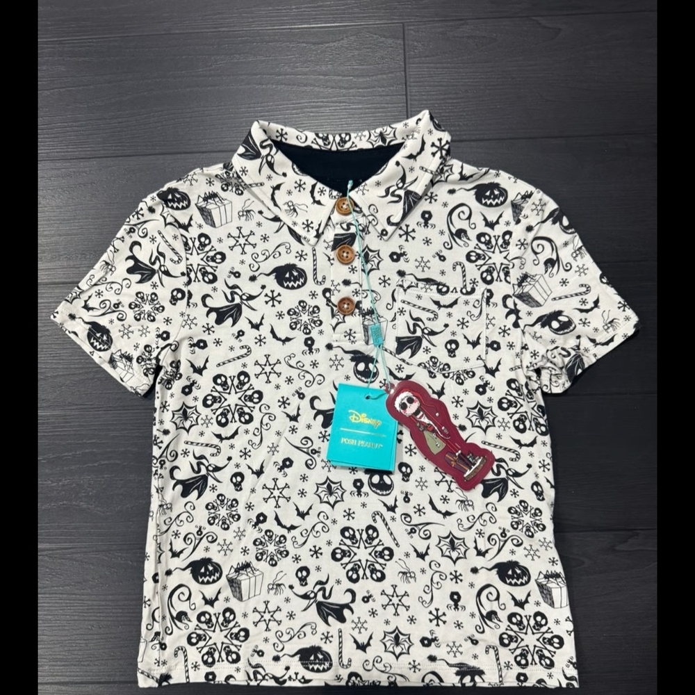Posh Peanut Black and White Kids Polo